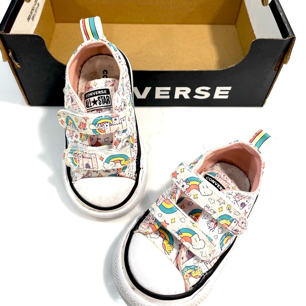 Converse infant sz 4 White/Storm Pink/Washed Teal